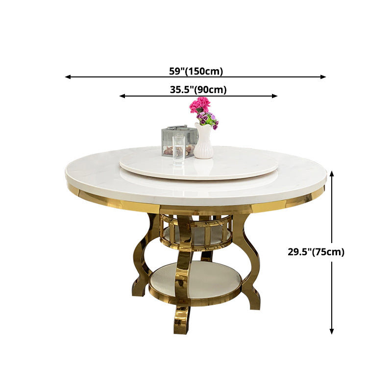 Metal Traditional Luxury Round Table Marble Top Table with Storage
