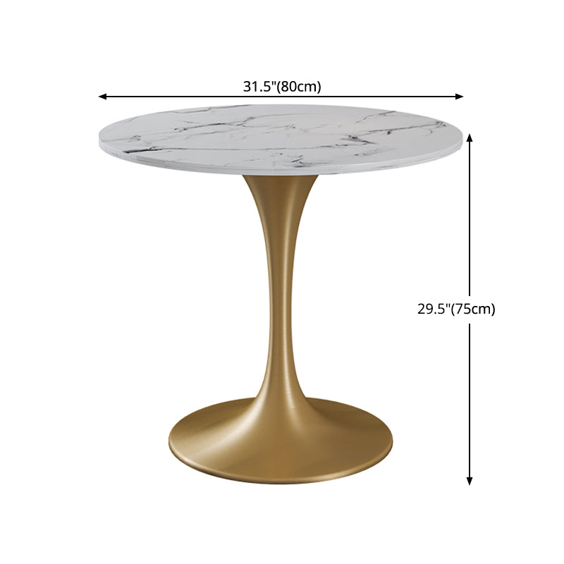 Round Sintered Stone Dining Table Traditional Luxury Tulip Table with Gold Frame