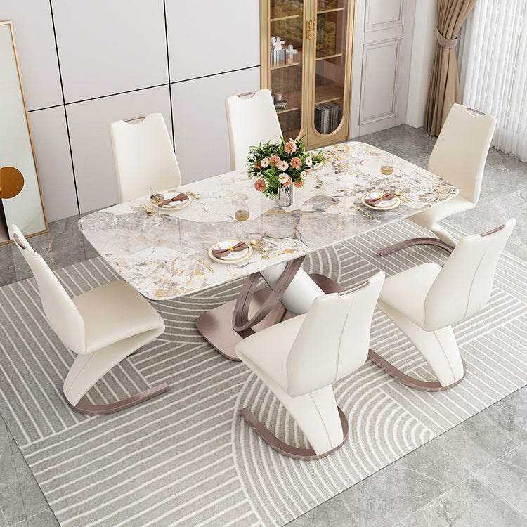 Luxury Sintered Stone Top Table Rectangle Table with Pedestal Base