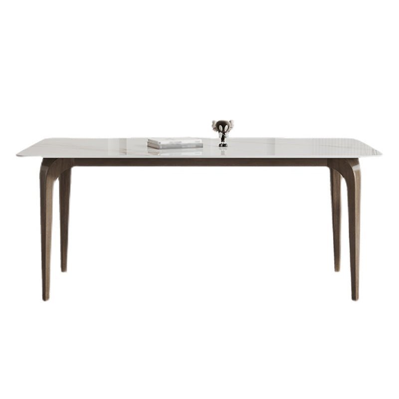 Sintered Stone White Dining Table Industrial Style 4 Legs Table for Dining Room