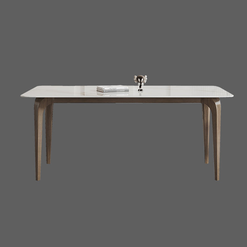 Sintered Stone White Dining Table Industrial Style 4 Legs Table for Dining Room