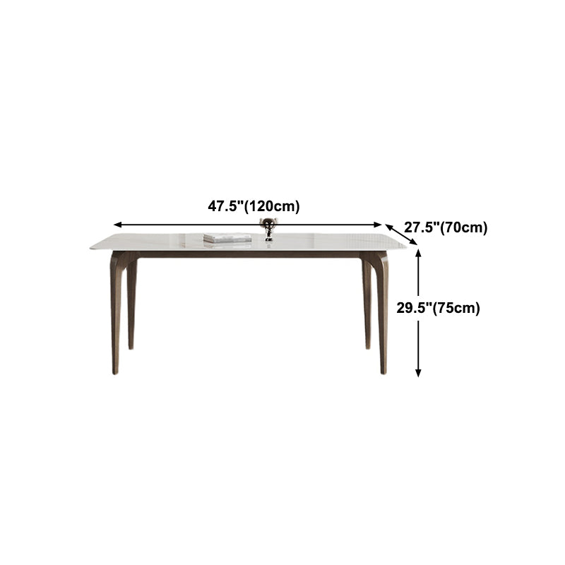 Sintered Stone White Dining Table Industrial Style 4 Legs Table for Dining Room