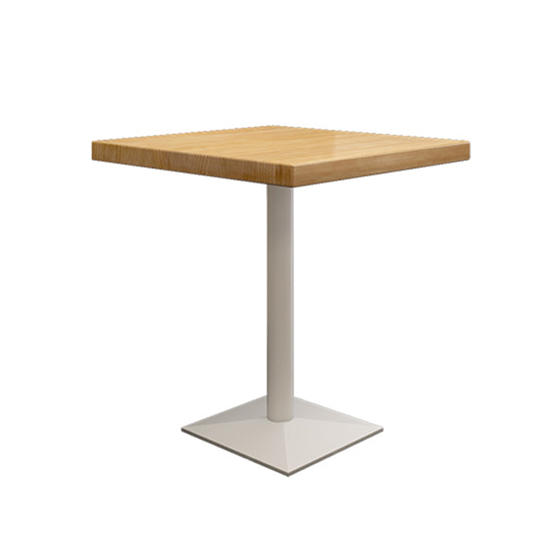 Metal Industrial Square Dining Table Pine Wood Top Table with Pedestal