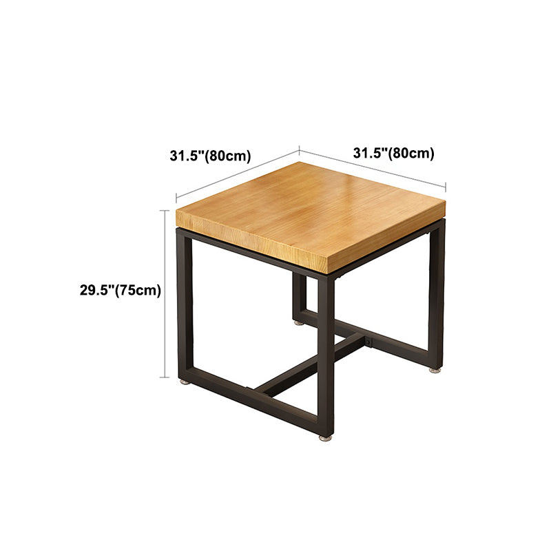 Metal Industrial Square Dining Table Pine Solid Wood Top Table with Trestle Base