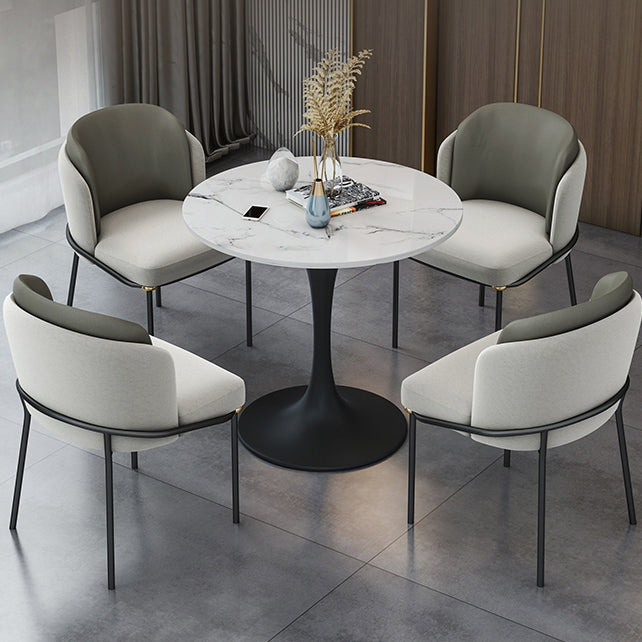 Modern Round Dining Table Sintered Stone Table with Tulip Base