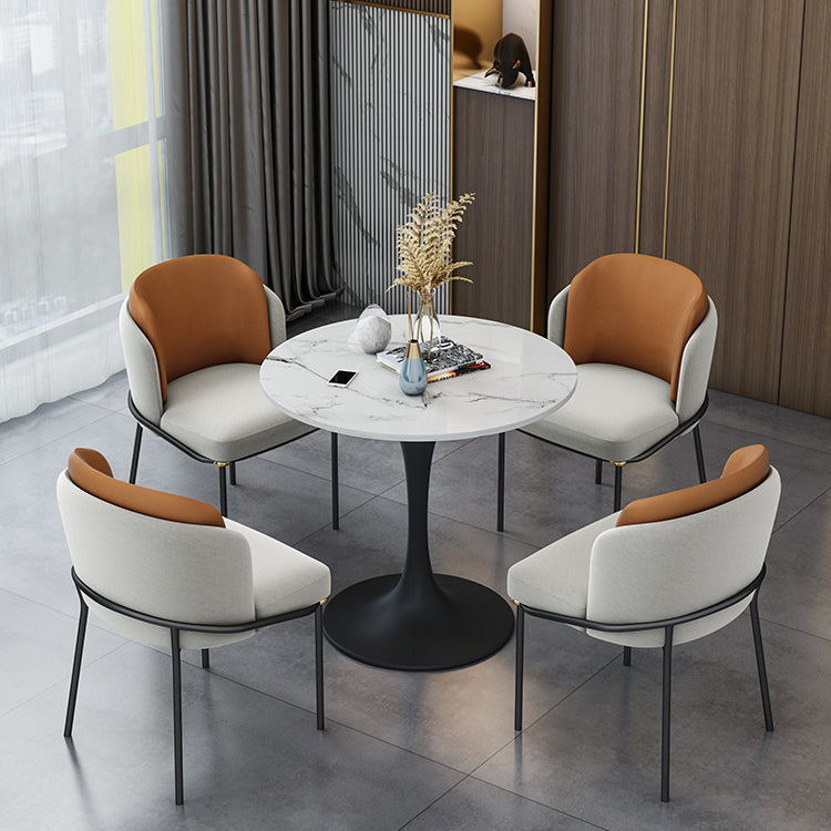 Modern Round Dining Table Sintered Stone Table with Tulip Base