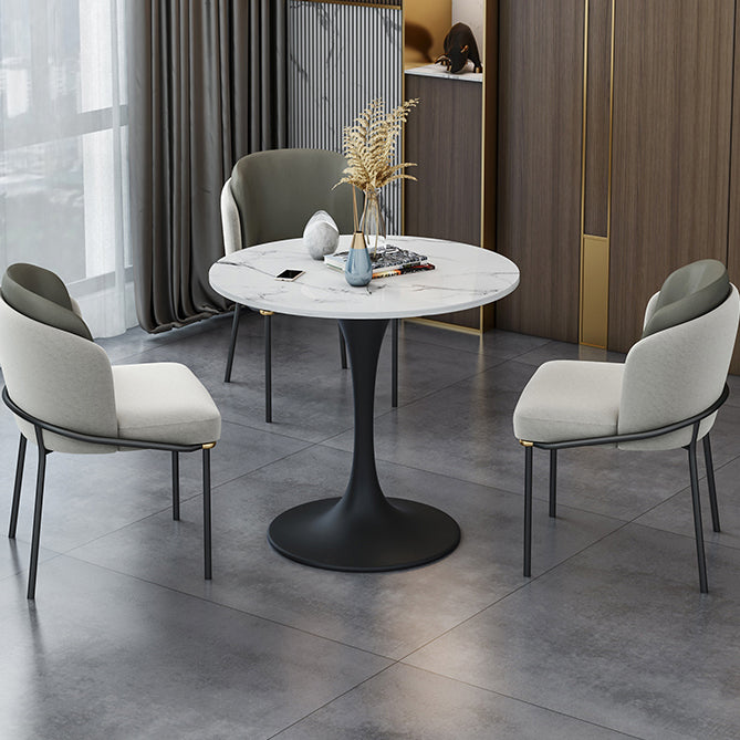 Modern Round Dining Table Sintered Stone Table with Tulip Base