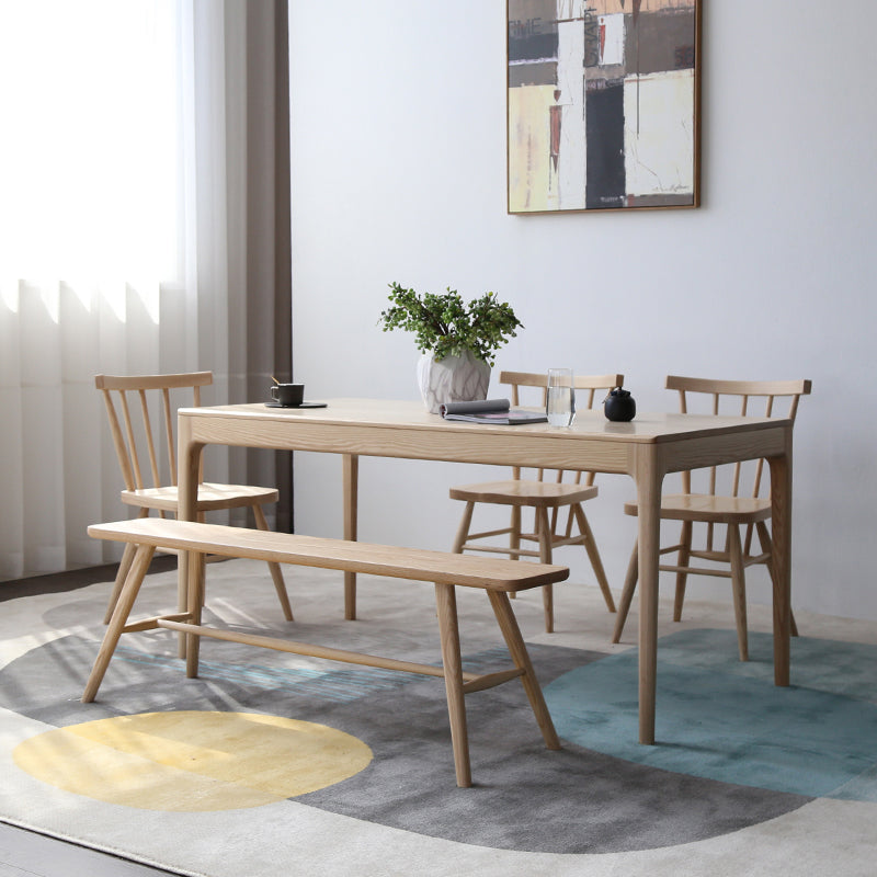 Medieval Modern Ash Wood Table for Restaurant Rectangle Table with 4 Legs