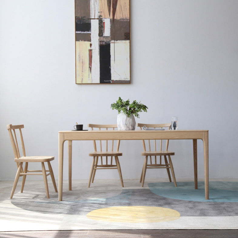 Medieval Modern Ash Wood Table for Restaurant Rectangle Table with 4 Legs