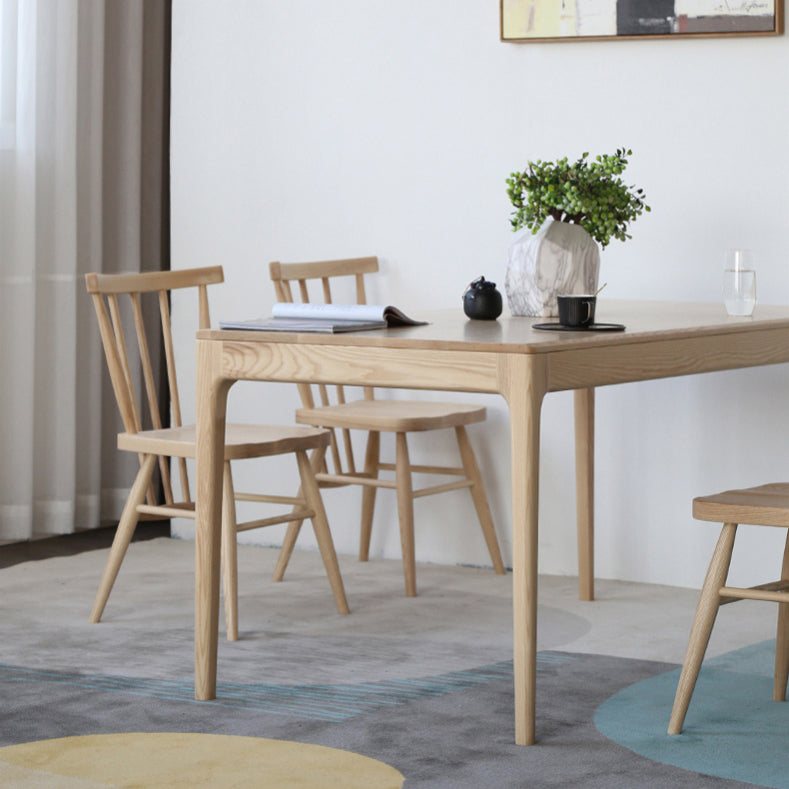 Medieval Modern Ash Wood Table for Restaurant Rectangle Table with 4 Legs