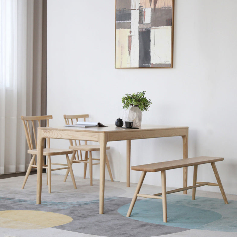 Medieval Modern Ash Wood Table for Restaurant Rectangle Table with 4 Legs