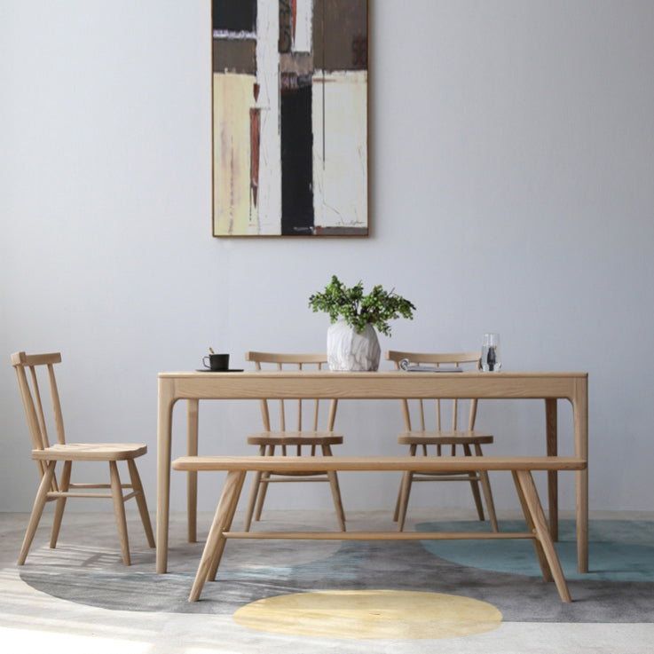 Medieval Modern Ash Wood Table for Restaurant Rectangle Table with 4 Legs