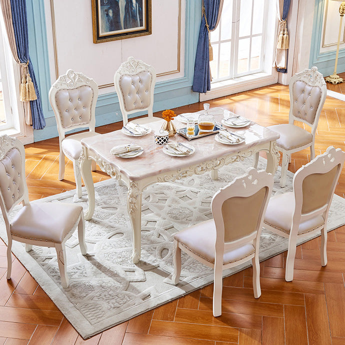 Stone White Dining Table Victorian 4 Legs Table for Dining Room