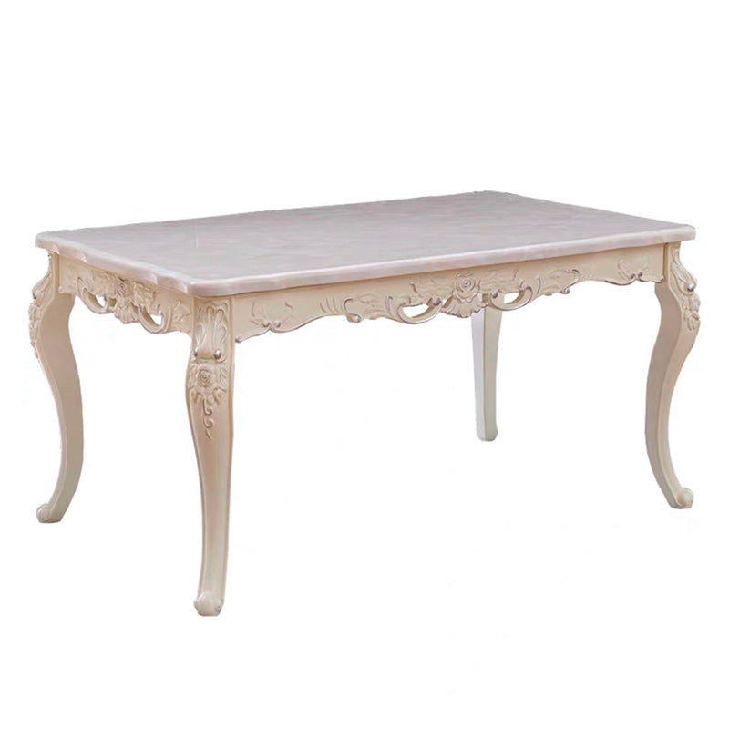 Stone White Dining Table Victorian 4 Legs Table for Dining Room
