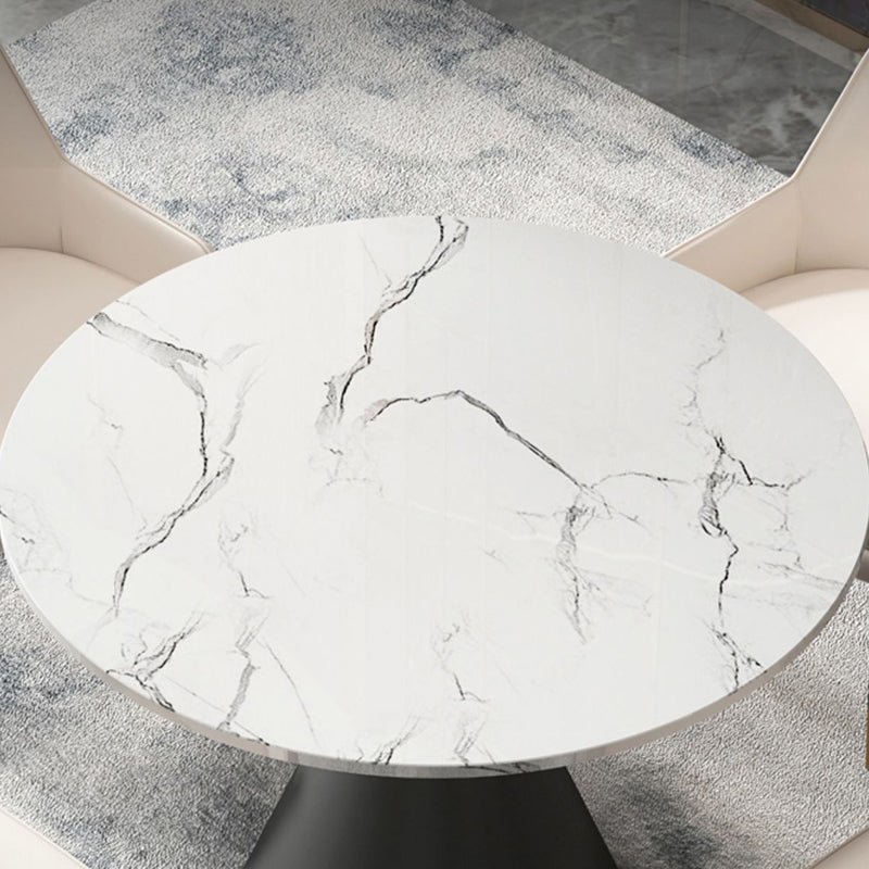 Traditional Luxury Dining Table Round White Top Pedestal Dining Table