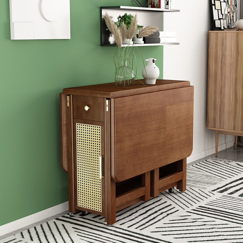 Mid-Century Folding Table Solid Wood Dining Site Table,51.2"L x 35.4"W x 29.5"H