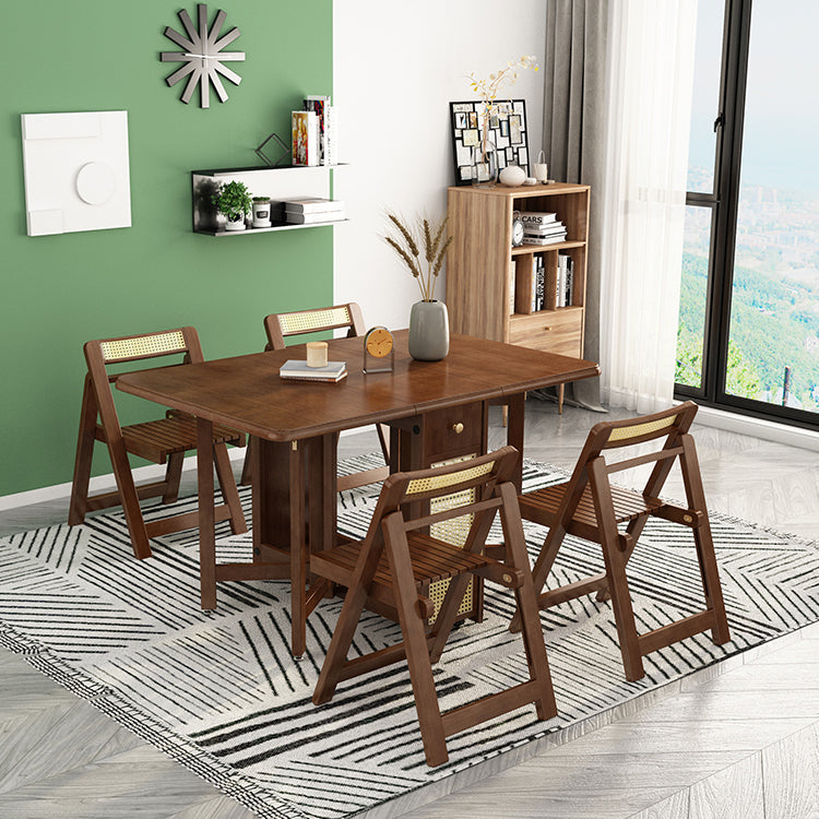 Mid-Century Folding Table Solid Wood Dining Site Table,51.2"L x 35.4"W x 29.5"H