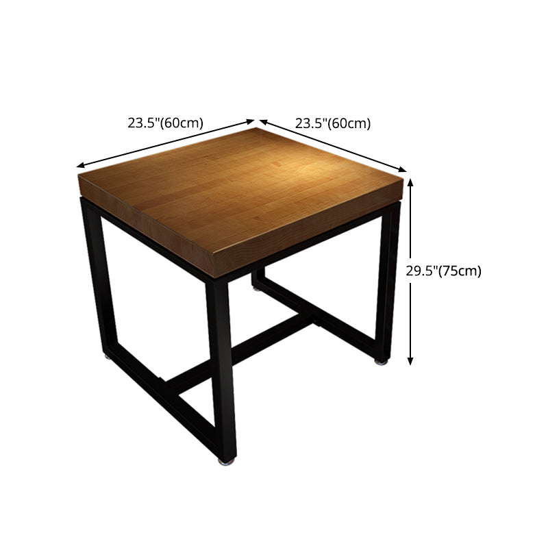 Solid Wood Dining Table Industrial Square Dining Table with Black Frame
