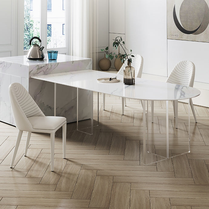 Sintered Stone Dining Table Modern Style Dining Table with Acrylic Base