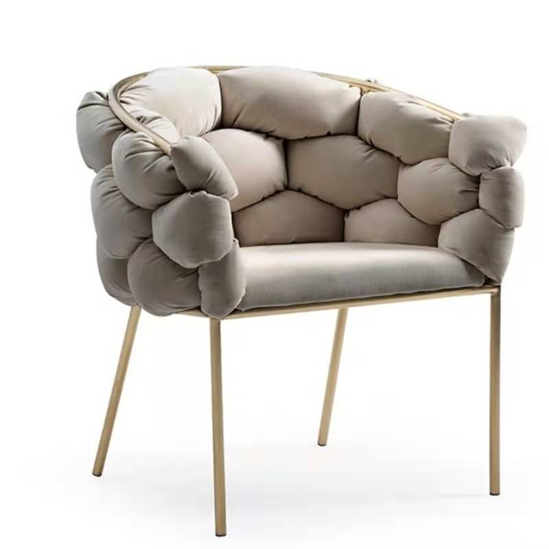 Glam Metal Dining Room Chair Velvet Dining Side Chair for Home Use