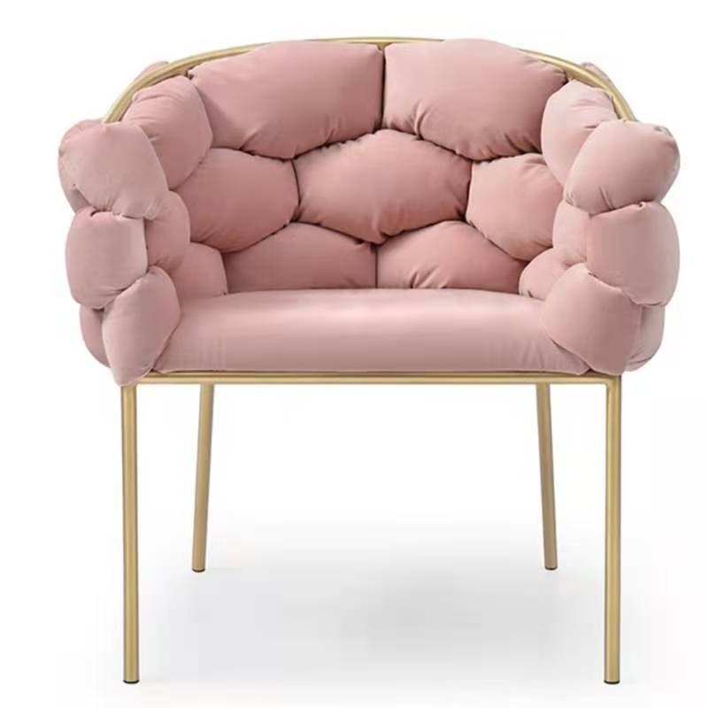 Glam Metal Dining Room Chair Velvet Dining Side Chair for Home Use