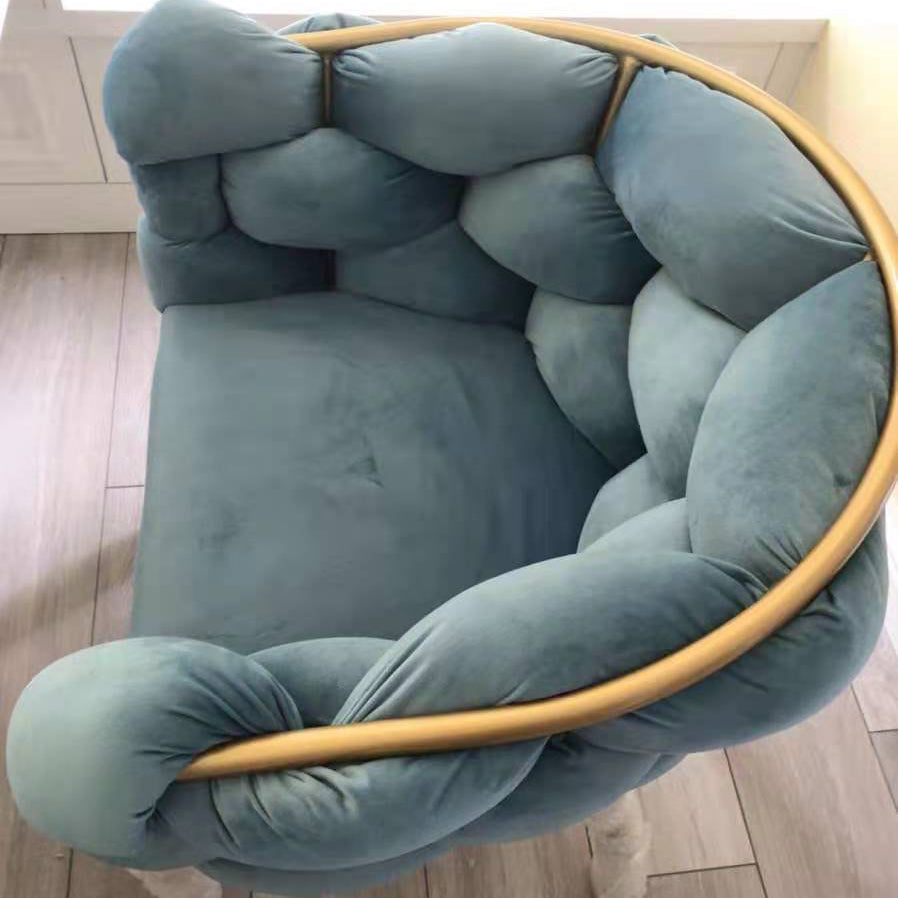 Glam Metal Dining Room Chair Velvet Dining Side Chair for Home Use