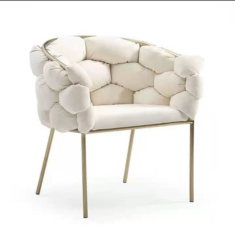 Glam Metal Dining Room Chair Velvet Dining Side Chair for Home Use