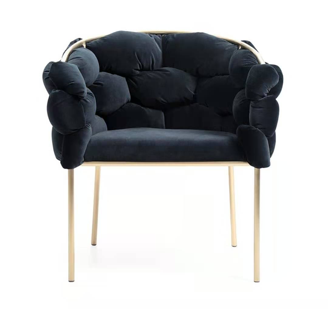 Glam Metal Dining Room Chair Velvet Dining Side Chair for Home Use