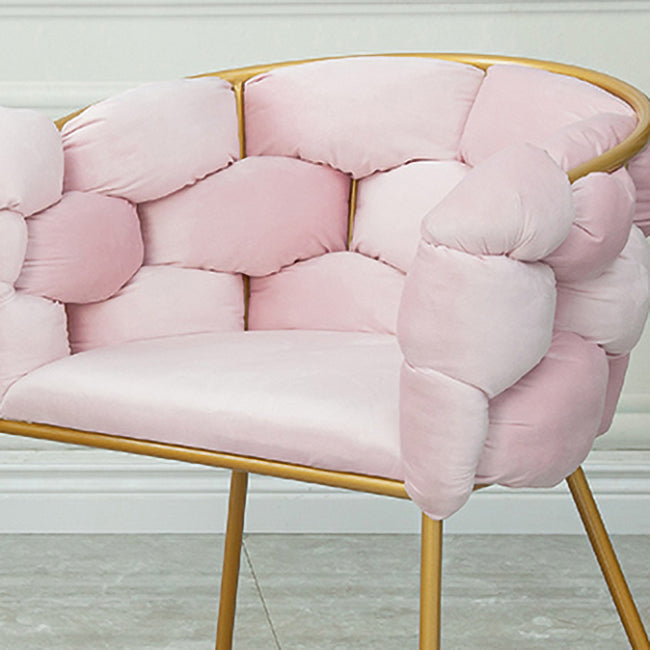 Glam Metal Dining Room Chair Velvet Dining Side Chair for Home Use