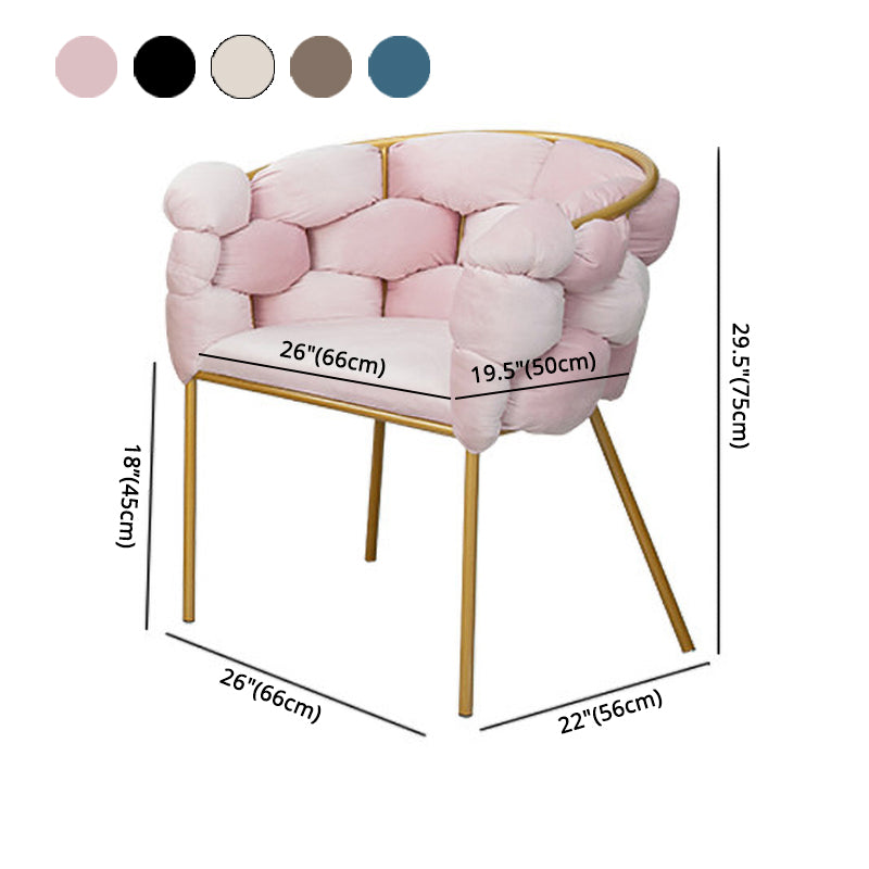 Glam Metal Dining Room Chair Velvet Dining Side Chair for Home Use