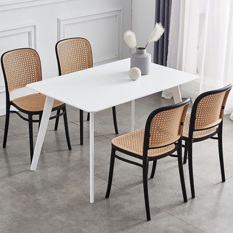 Contemporary Dining Side Chairs Matte Finish Plastic Open Back Chair