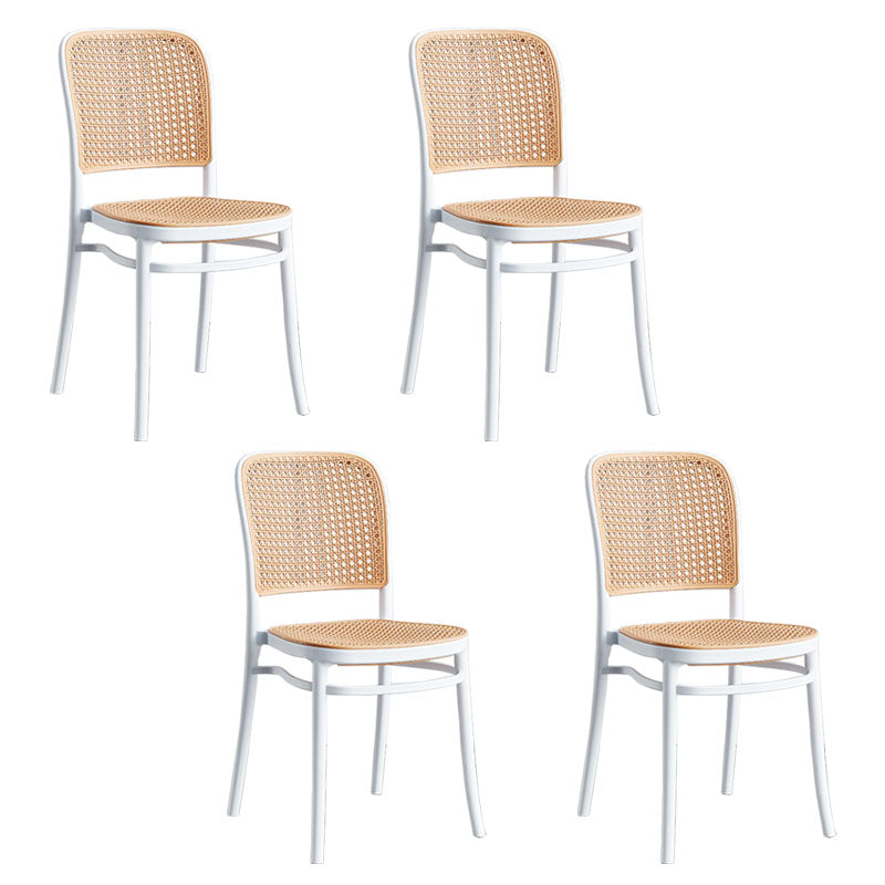 Contemporary Dining Side Chairs Matte Finish Plastic Open Back Chair