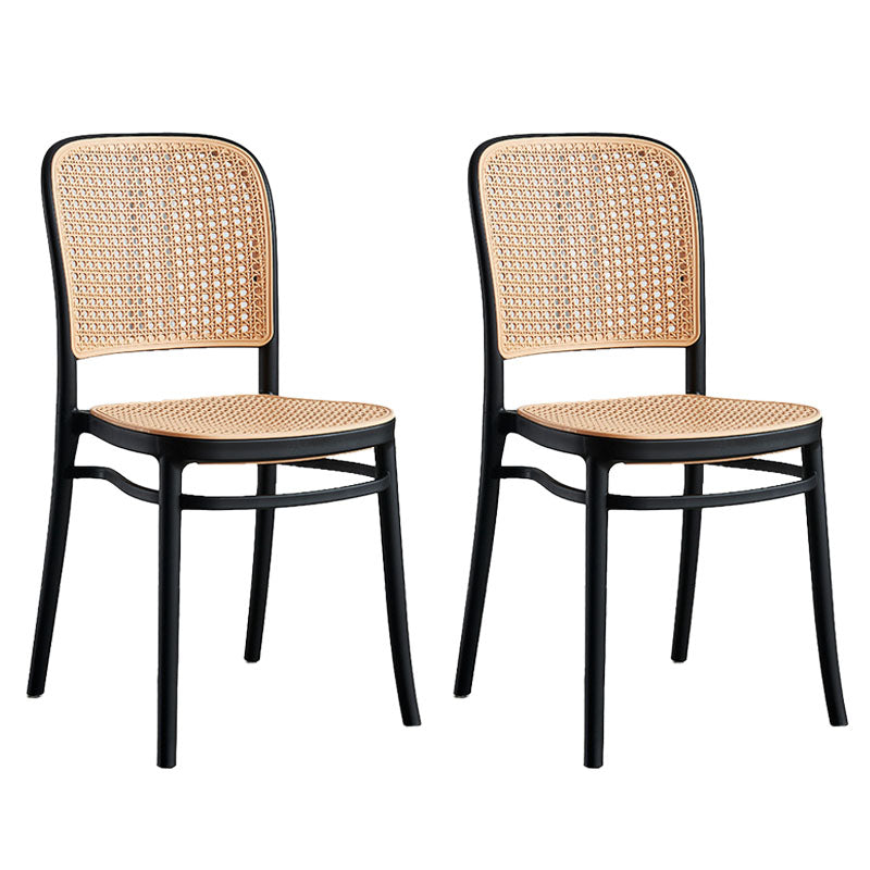 Contemporary Dining Side Chairs Matte Finish Plastic Open Back Chair