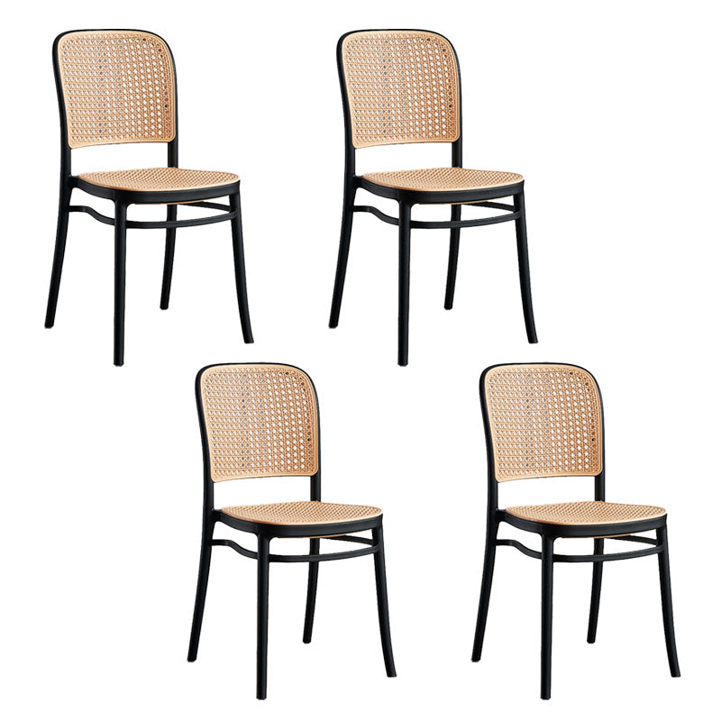 Contemporary Dining Side Chairs Matte Finish Plastic Open Back Chair