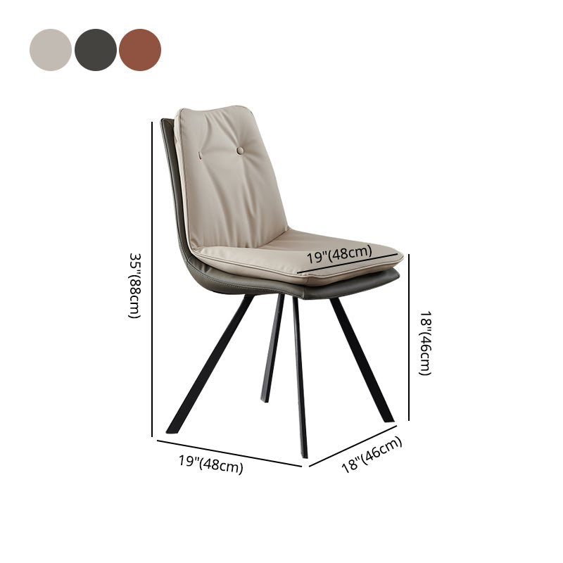 Leather Dining Side Chair Industrial Design Armless Solid Back Chairs