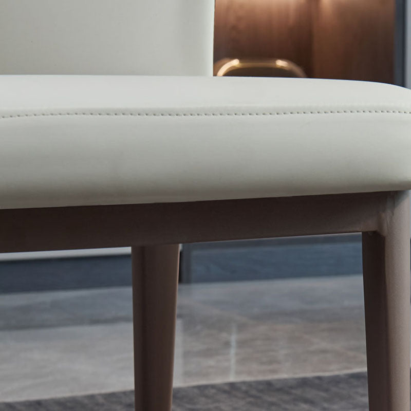 Contemporary Restaurant Leather Side Chair Brown Leg Wingback Dining Chair