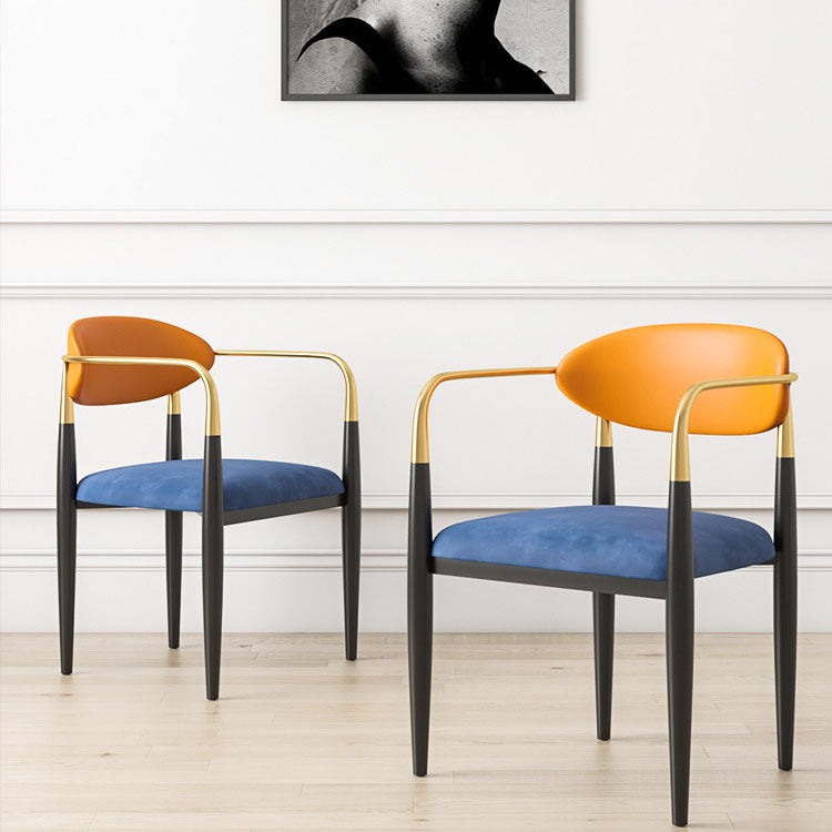 Contemporary Restaurant Upholstered Arm Chair Open Back Dining Chair
