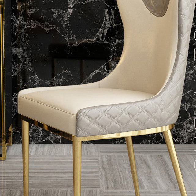 Glam Indoor Dining Chair Wingback Dining Room Chair with Metal  Legs