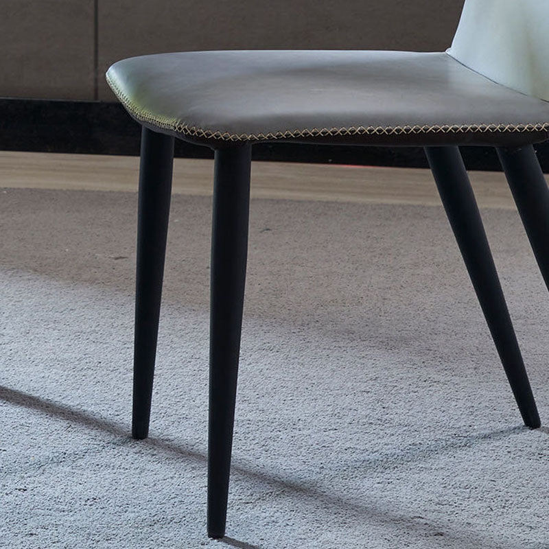 Contemporary Dining Side Chair Matte Finish Leather Curved Wingback Armless Chair