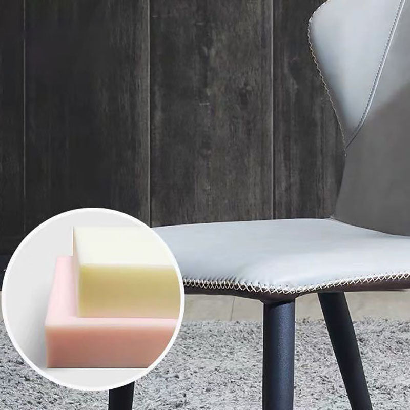 Contemporary Dining Side Chair Matte Finish Leather Curved Wingback Armless Chair