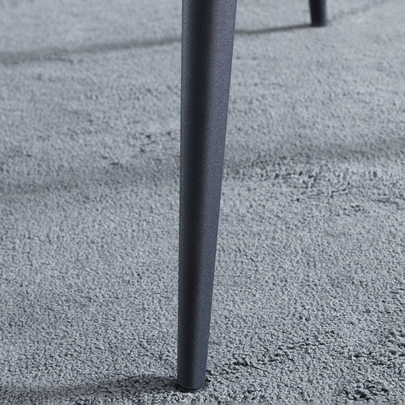 Contemporary Dining Sloped Arm Chair Matte Finish Leather Curved Parsons Chair