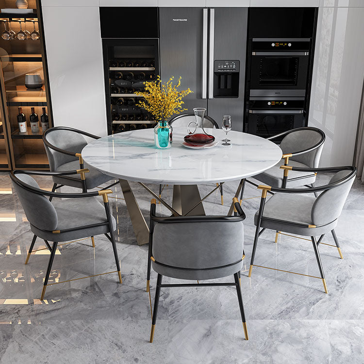 Nordic Style Velvet Dining Chair Metal Dining Arm Chairs for Restaurant Use