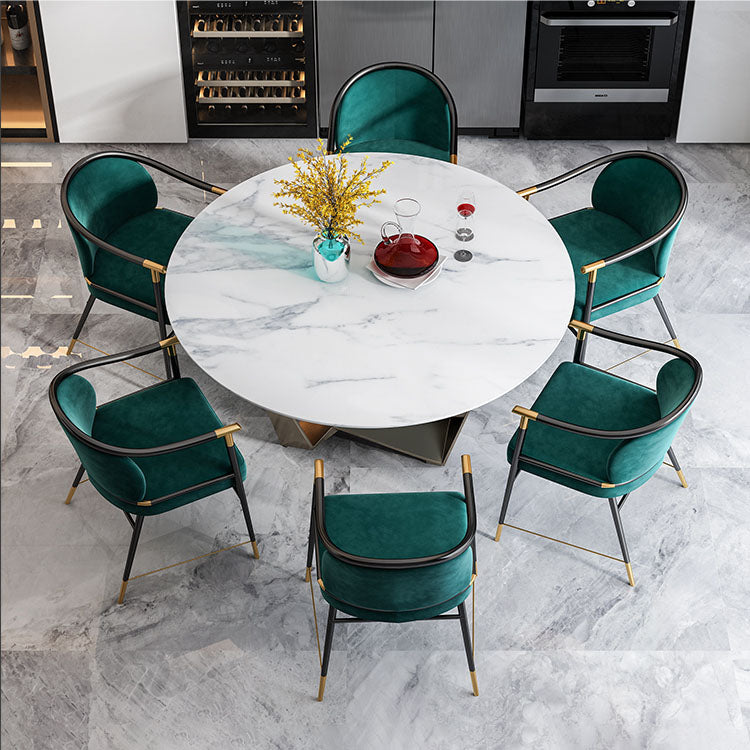 Nordic Style Velvet Dining Chair Metal Dining Arm Chairs for Restaurant Use