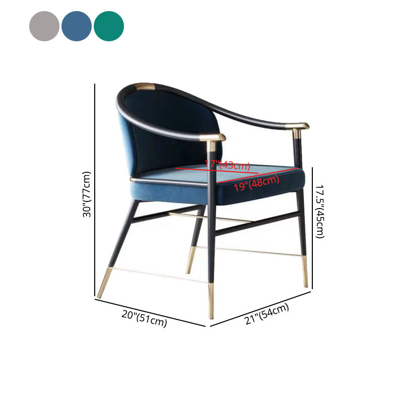 Nordic Style Velvet Dining Chair Metal Dining Arm Chairs for Restaurant Use
