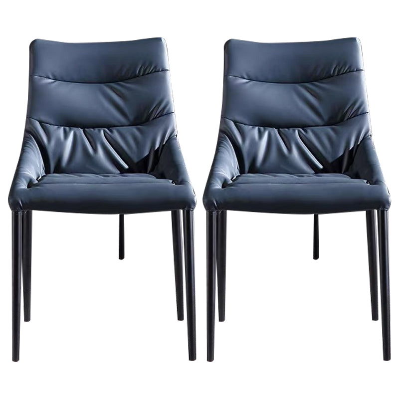 Contemporary Sloped Arm Chair Matte Finish Leather Curved Parsons Chair