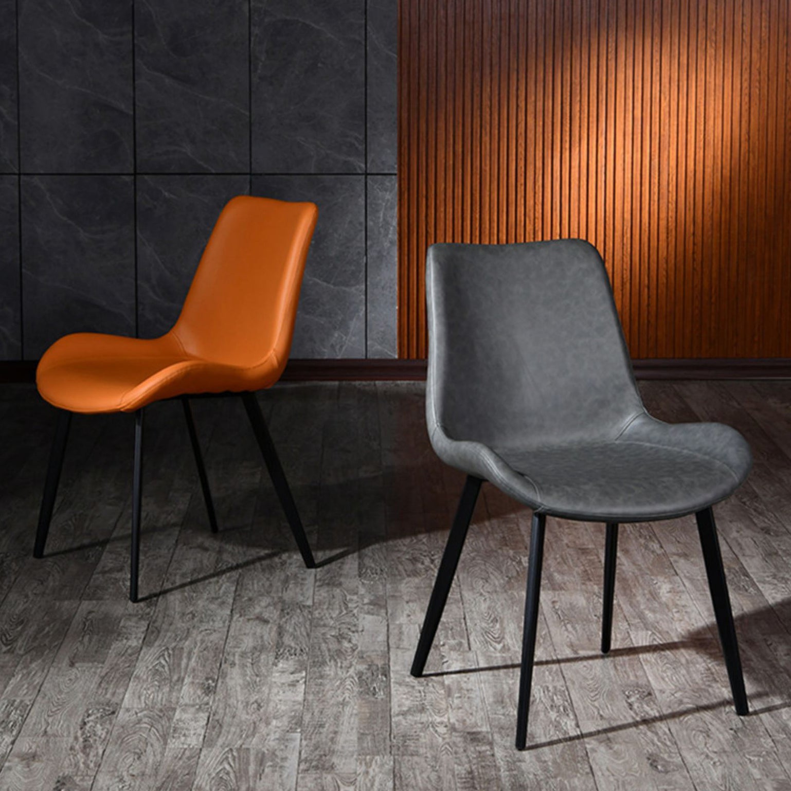 Contemporary Armless Chair Matte Finish Leather Curved Parsons Side Chair for Home