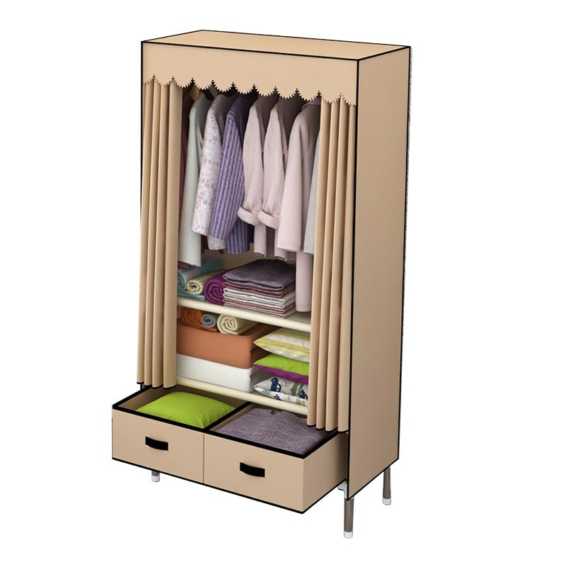 Silver Metal Frame Wardrobe Cabinet Contemporary Home Wardrobe with Drawers