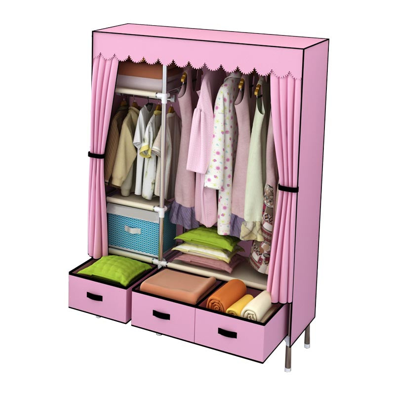 Silver Metal Frame Wardrobe Cabinet Contemporary Home Wardrobe with Drawers