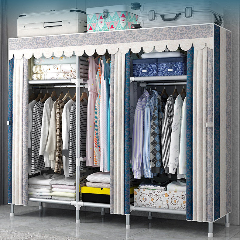 Modern Style Home Wardrobe Armoire Steel Frame Wardrobe Cabinet