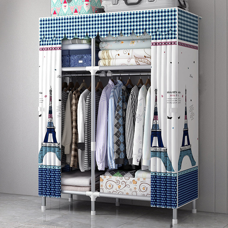 Modern Style Home Wardrobe Armoire Steel Frame Wardrobe Cabinet